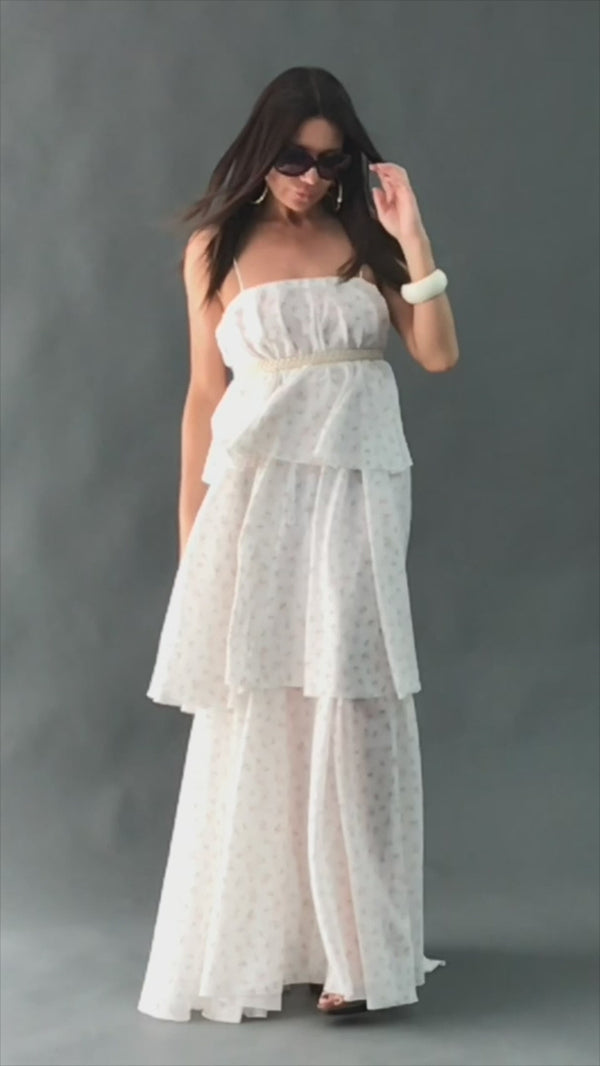 DALILA WHITE FLOUNCES COTTON DRESS