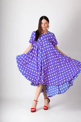 KOSARA Purple Polka Dots Dress