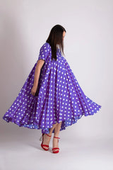 KOSARA Purple Polka Dots Dress