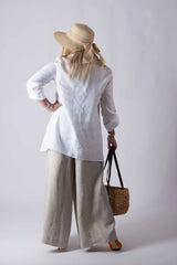 DFold Clothing PALERMO TIMELESS WHITE LINEN SHIRT - Back View