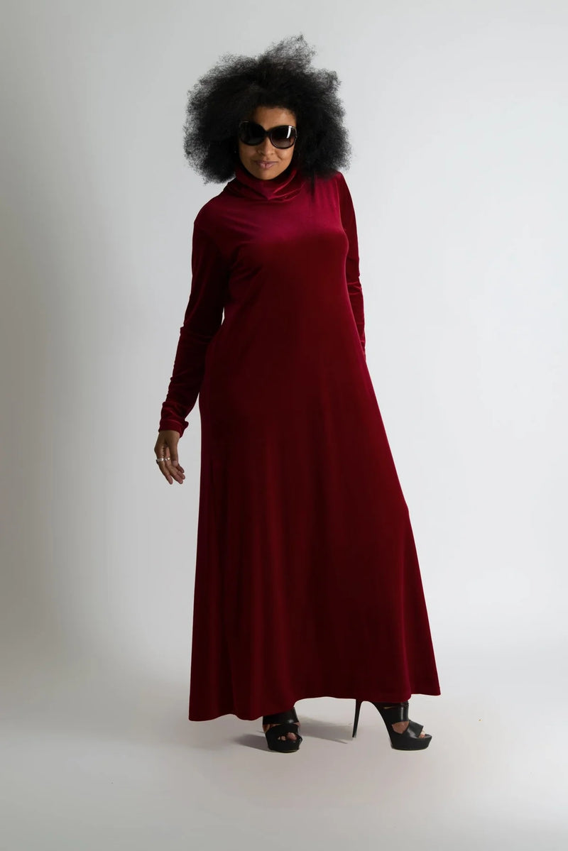 VIVIAN TURTLENECK VELVET DRESS