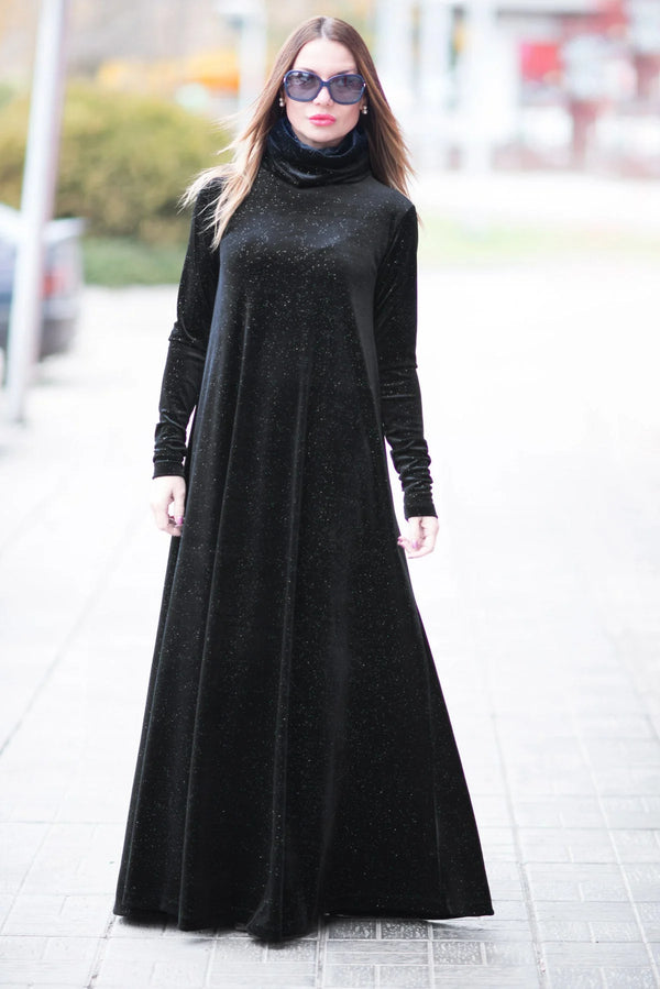 VIVIAN TURTLENECK VELVET DRESS - DFOLD CLOTHING