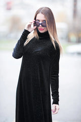 VIVIAN TURTLENECK VELVET DRESS - DFOLD CLOTHING