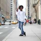 White Cotton Loose Shirt Candy