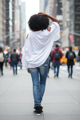 White Cotton Loose Shirt Candy