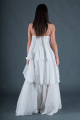 DFold Clothing White Flounces Cotton Dress DALILA - Back View