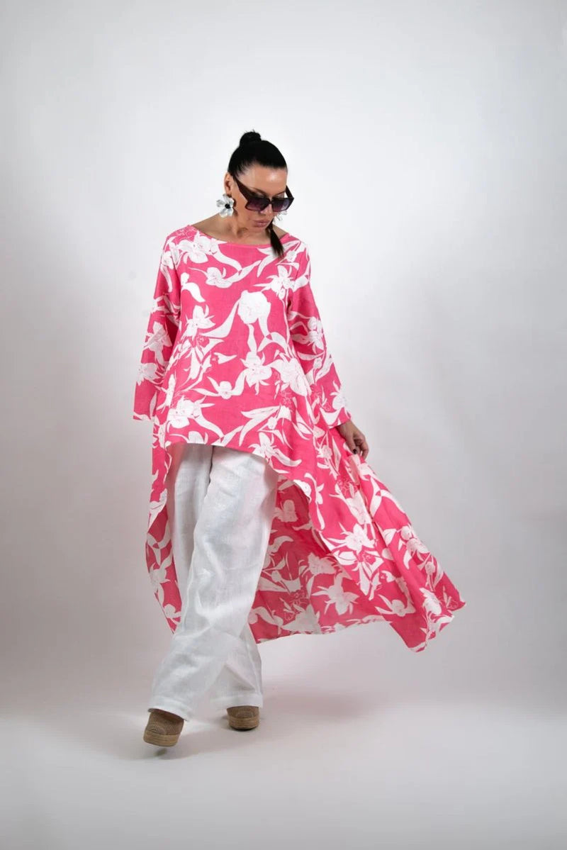 Wide Floral Linen Top JESIKA