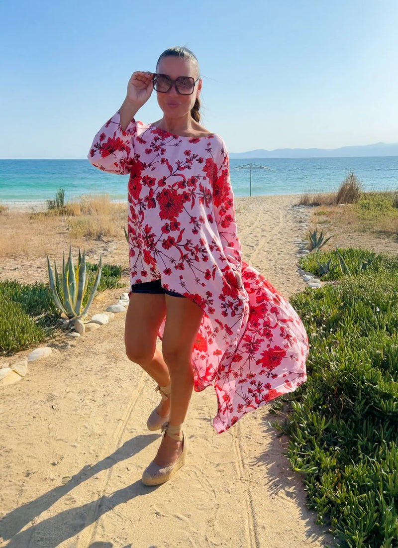 Wide Floral Linen Top JESIKA