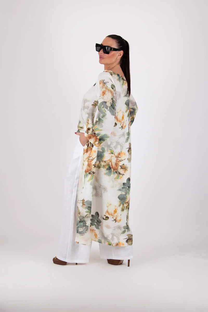 JESIKA FLORAL WIDE LINEN TOP