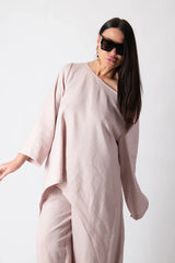JESIKA Wide Linen Top - Close View - DFold Clothing