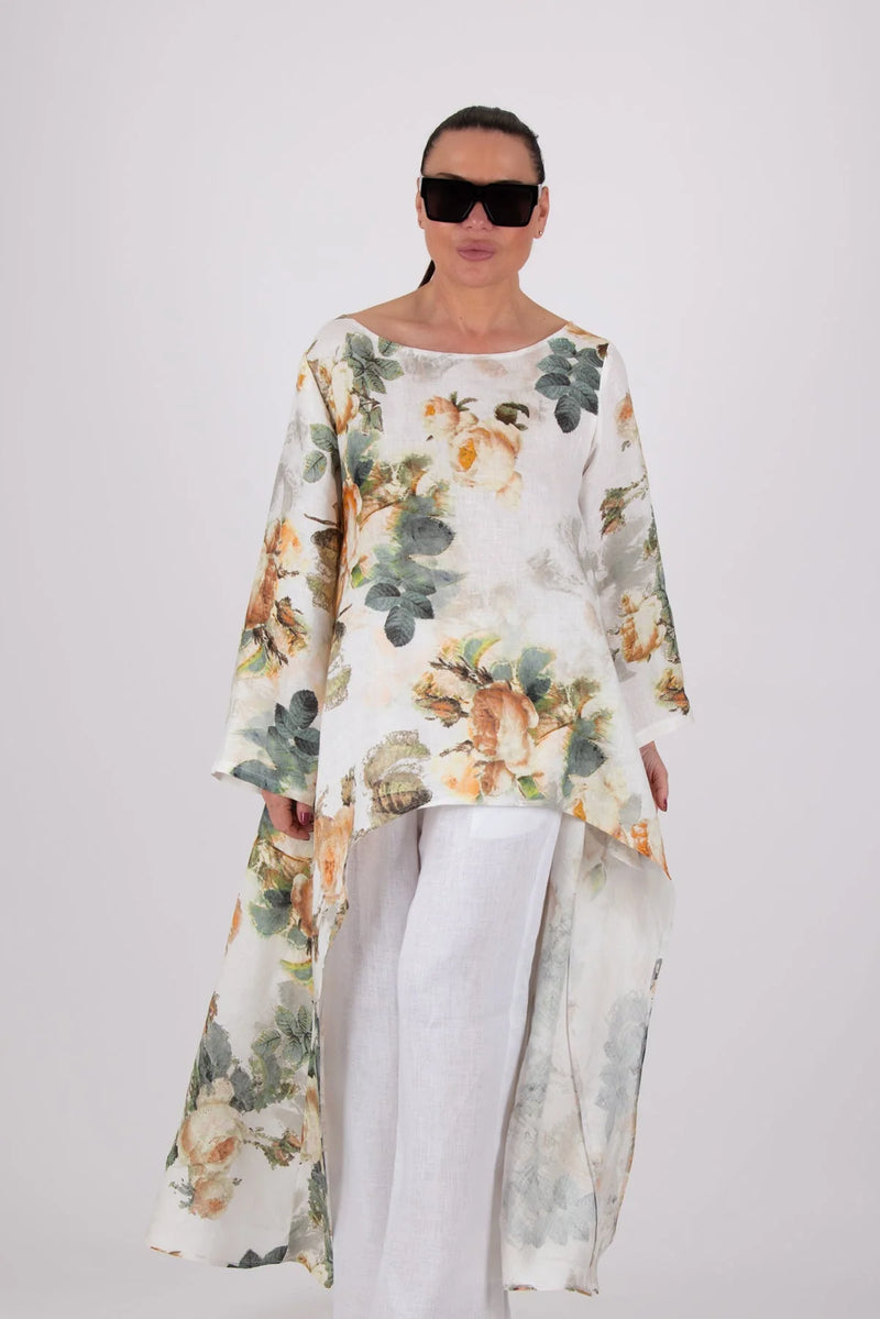 JESIKA FLORAL WIDE LINEN TOP