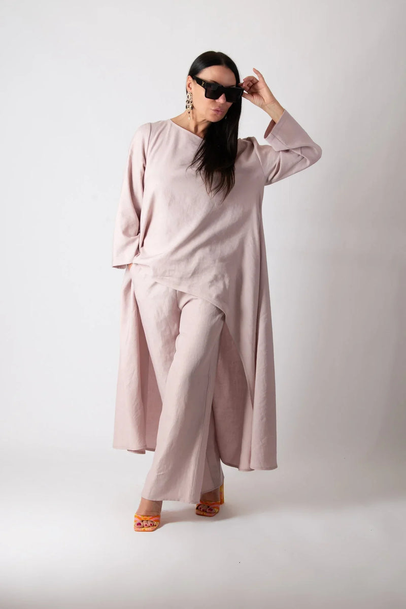 JESIKA Wide Linen Top - Front View - DFold Clothing