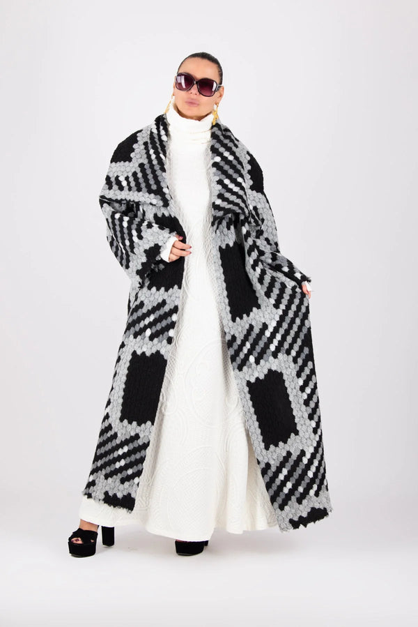 OFELIA Winter Wool Houndstooth Coat