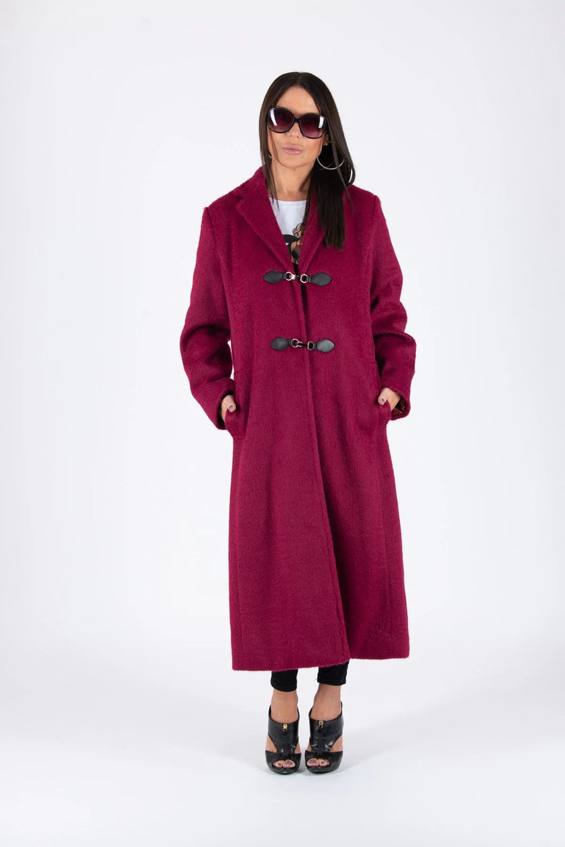 ERIN Burgundy Winter Fur Coat ON SALE