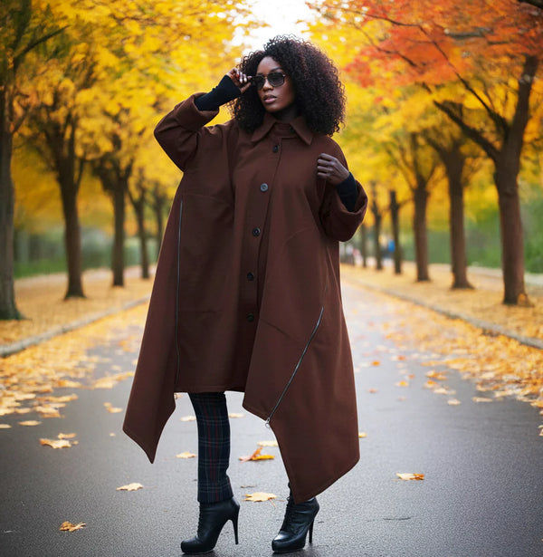 Brown Women Maxi Coat FEDERICA