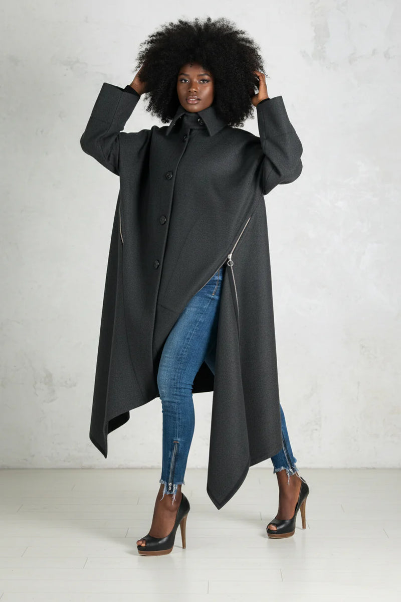 Grey Wool Women Coat FEDERICA