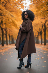 Brown Women Maxi Coat FEDERICA