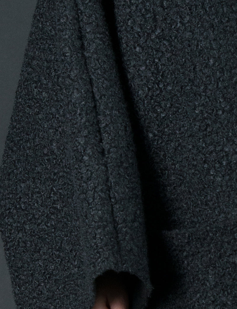 Wool Black Plus Size Winter Poncho, Tops & Tunics