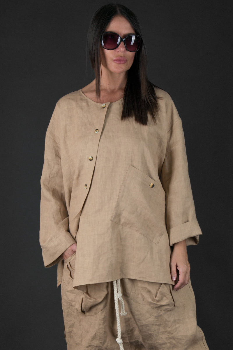 DFold Clothing - CLARA Linen Tunic - Front View