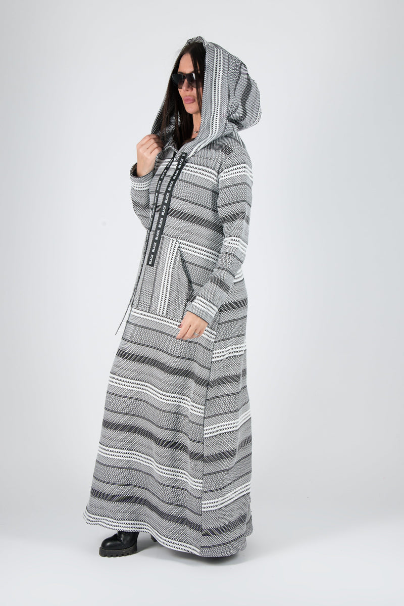 ROSENA Black and White Hooded Dress SALE