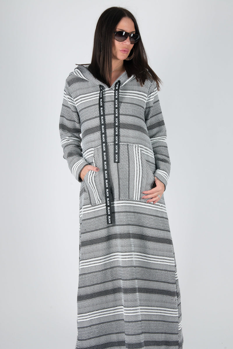 ROSENA Black and White Hooded Dress SALE