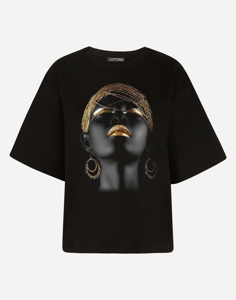 African Woman Gold Premium T-shirt - EUG FASHION