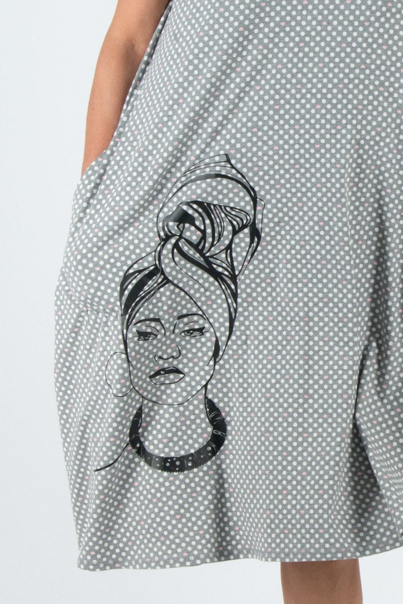 DFold Clothing - ASIA Dress with Print - Close View