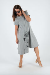 DFold Clothing - ASIA Dress with Print - Front View