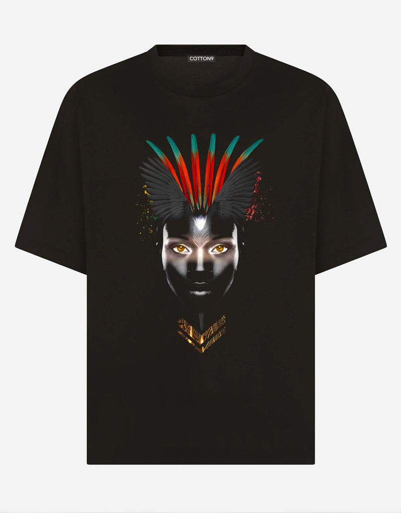African Woman with Feathers T-shirt - EUG FASHION