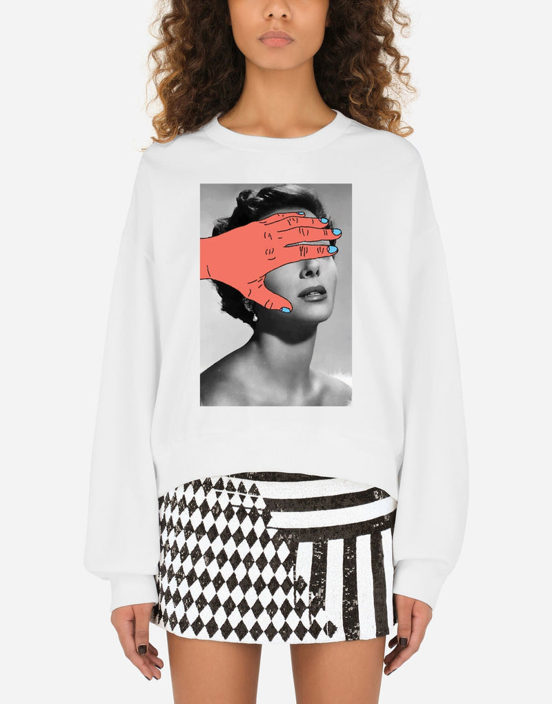 Art Woman Face Cotton Sweatshirt - EUG FASHION