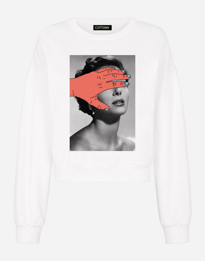 Art Woman Face Cotton Sweatshirt - EUG FASHION