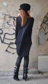 ROXI Asymmetrical Oversized Tunic - Stylish and Comfortable Cotton Black Tunic