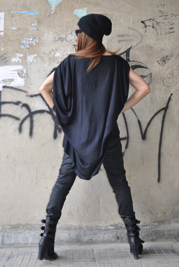 ROXI Asymmetrical Oversized Tunic - Stylish and Comfortable Cotton Black Tunic