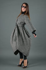 TRACY Autumn Winter Dress - Chic Checkered Pink Design D FOLD CLOTHING