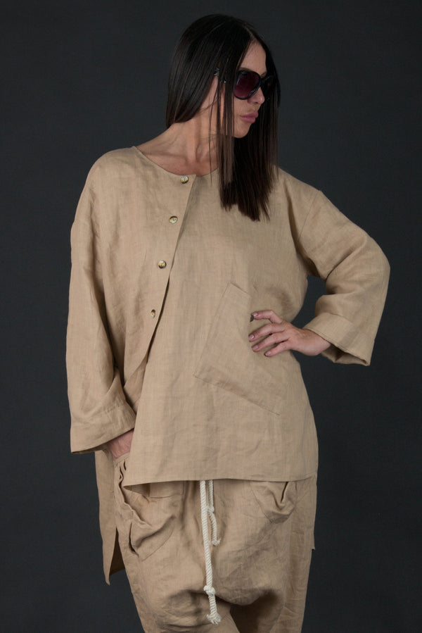 DFold Clothing - CLARA Linen Tunic - Front View