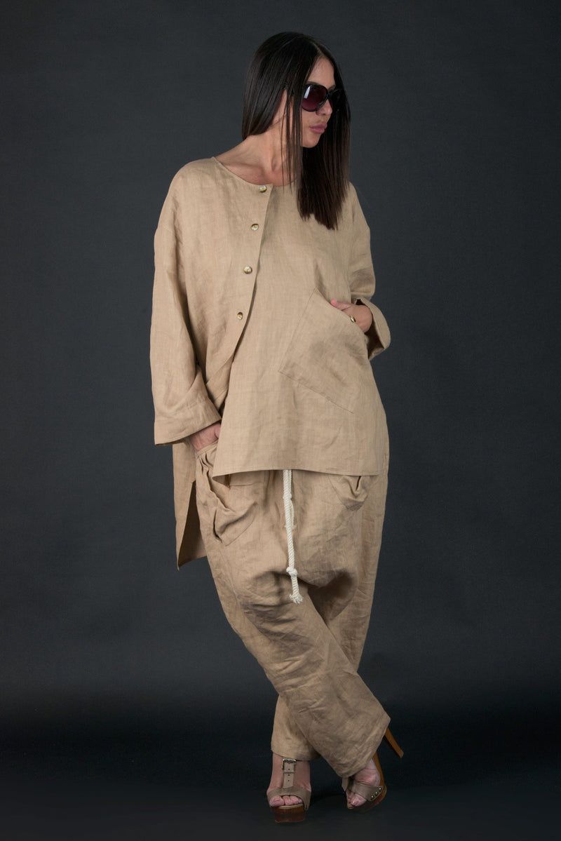 DFold Clothing - CLARA Linen Tunic - Front View