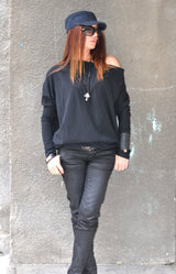 BETINA Black Cotton Blouse d fold - Effortless Style