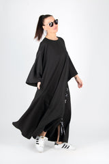 SAVINA Black Long Cotton dress - D FOLD Clothing