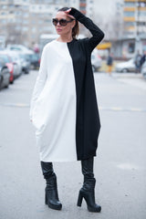 Black & White Cotton Tunic TAMARA - EUG FASHION
