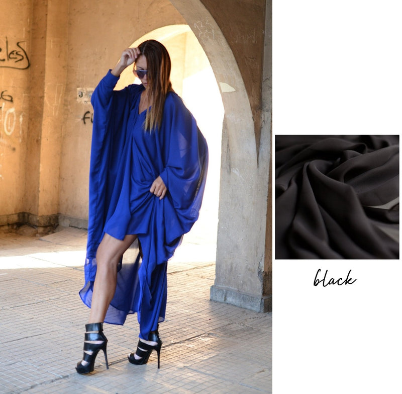 DFold Clothing PREA Long Blue Maxi Dress - A stunning blue chiffon maxi dress perfect for any occasion.
