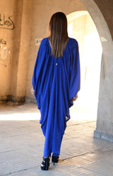 DFold Clothing PREA Long Blue Maxi Dress - A stunning blue chiffon maxi dress perfect for any occasion.