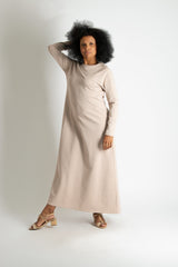 DFold Clothing - BRENNA Cotton Dress: A versatile maxi dress made from 100% cotton terry fabric with side pockets.