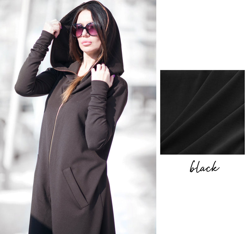Cotton Maxi Hooded Jumpsuit EVIAN - EUG FASHION