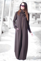 Cotton Maxi Hooded Jumpsuit EVIAN - EUG FASHION