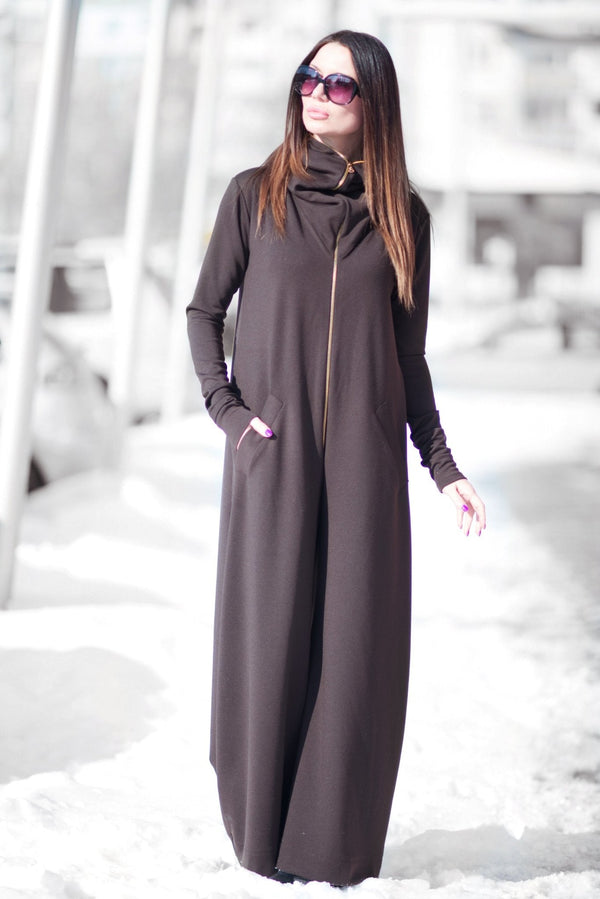 Cotton Maxi Hooded Jumpsuit EVIAN - EUG FASHION