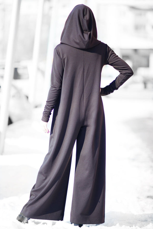 Cotton Maxi Hooded Jumpsuit EVIAN - EUG FASHION