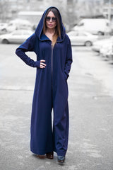 Cotton Maxi Hooded Jumpsuit EVIAN - EUG FASHION
