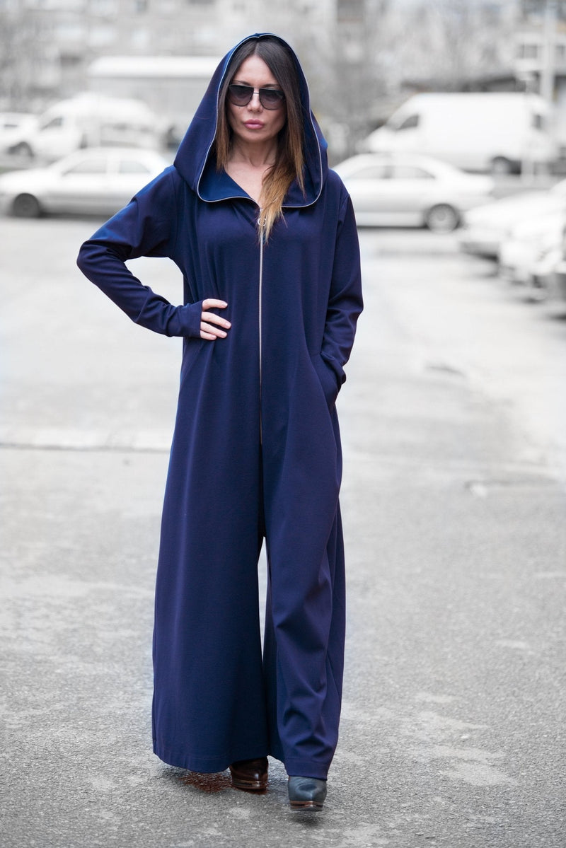 Cotton Maxi Hooded Jumpsuit EVIAN - EUG FASHION