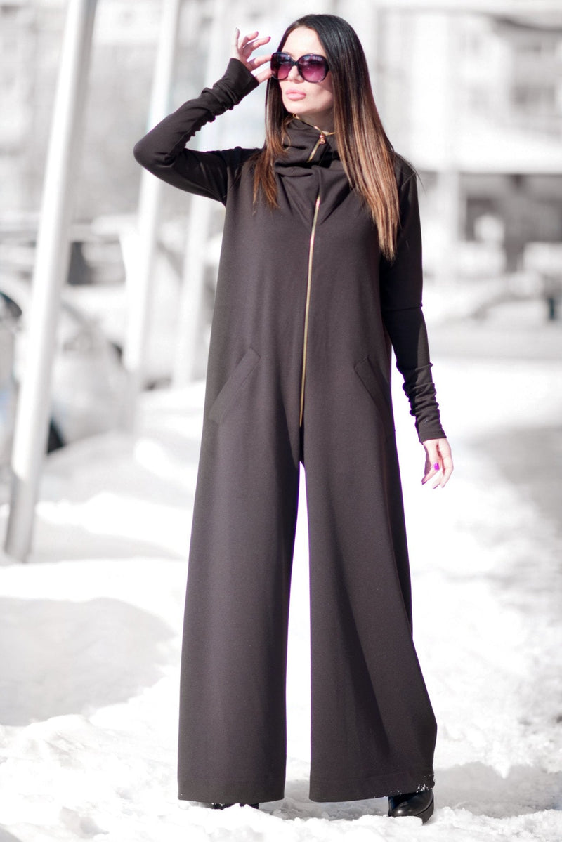 Cotton Maxi Hooded Jumpsuit EVIAN - EUG FASHION