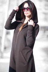 Cotton Maxi Hooded Jumpsuit EVIAN - EUG FASHION